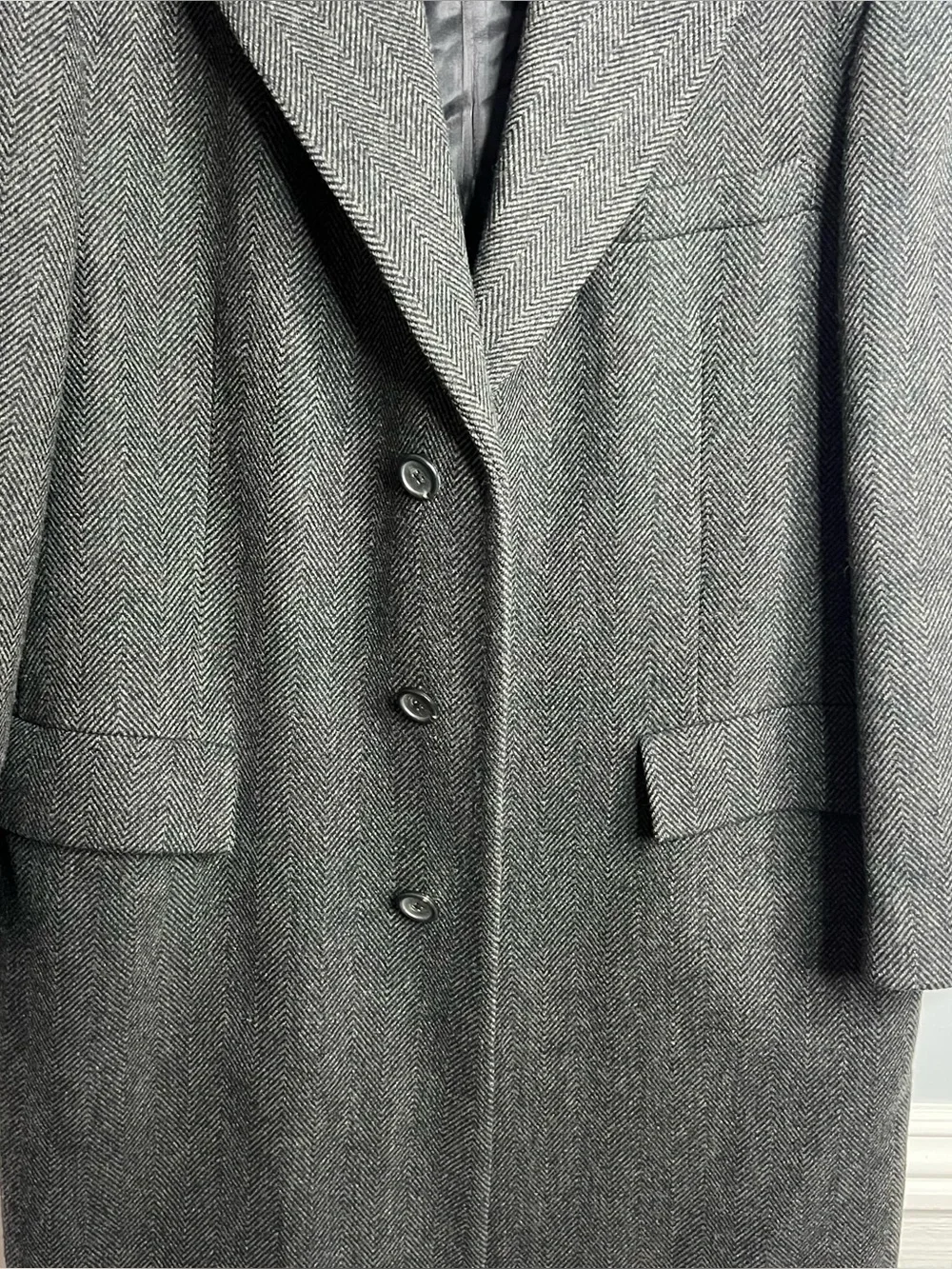 Polo Ralph Lauren Herringbone Wool Overcoat Mens XL?? Grey Canada Chesterfield